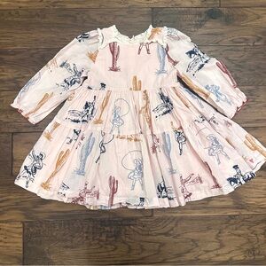 Pink Chicken Pink Western Print Long Sleeve Dress